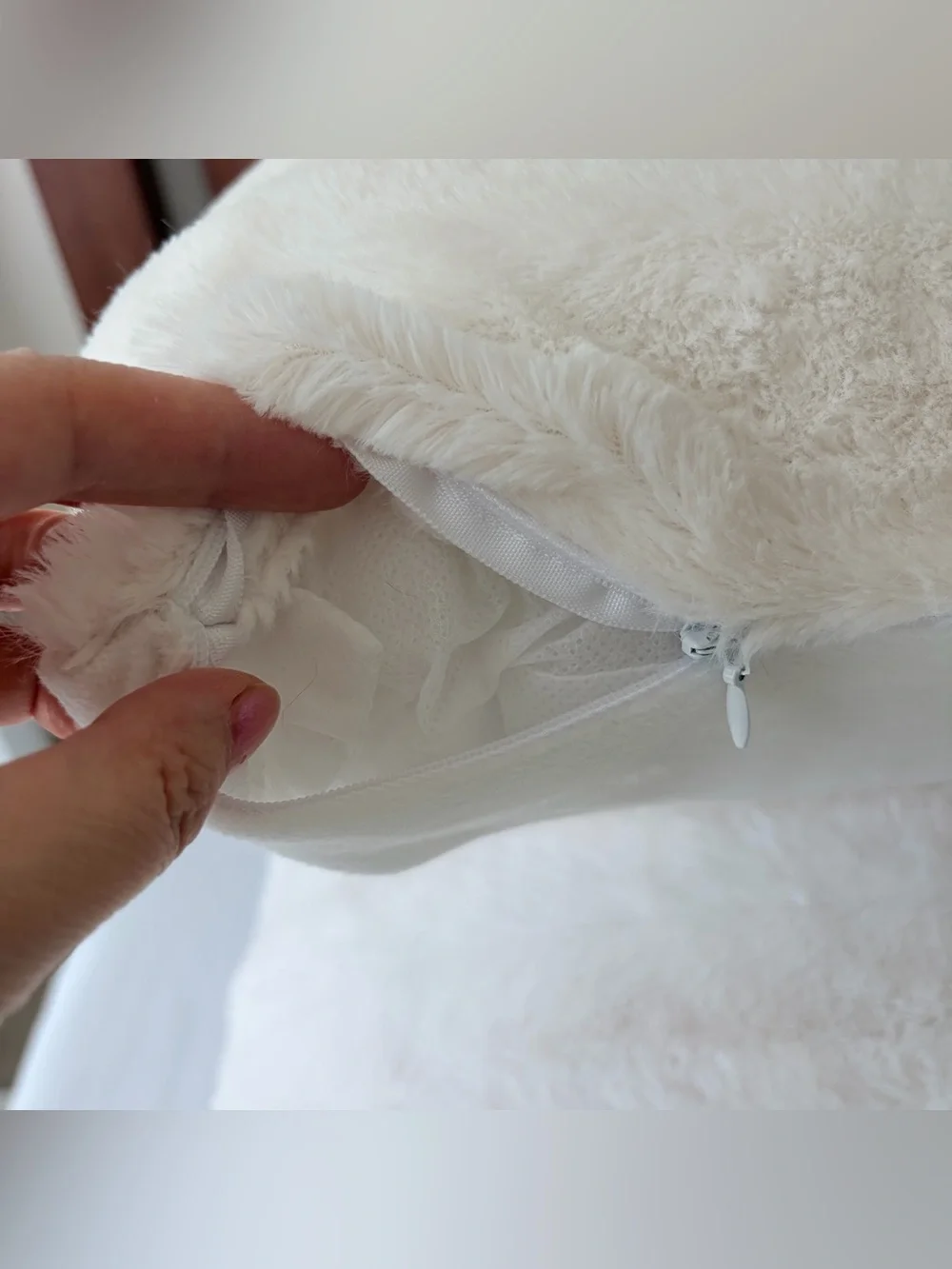 Plush White Faux Fur Decorative Pillow Set